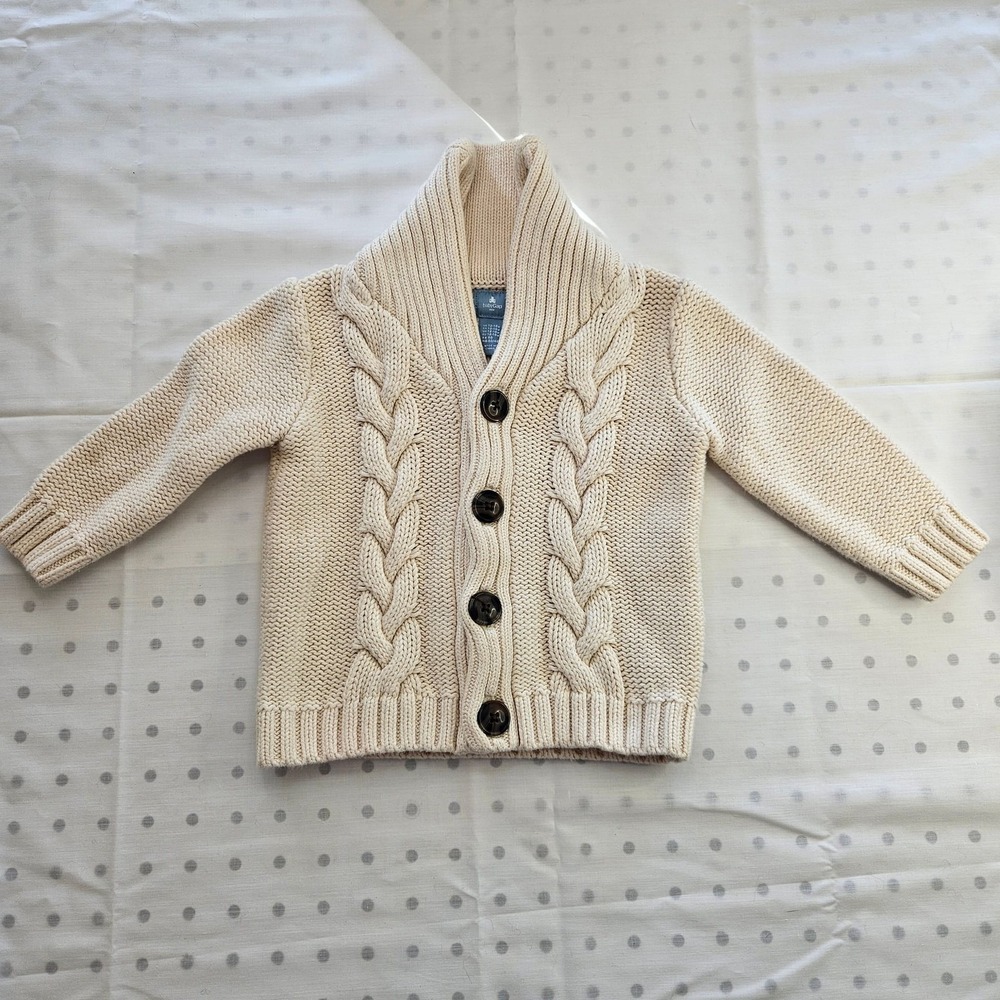 babyGap Ivory Cable-Knit Shawl Collar Button Cardiganβ Sweater